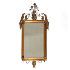 GEORGE III ADAMS CARVED & GILT WALL MIRROR