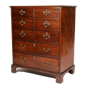 CHIPPENDALE MAHOGANY TALL CHEST, 19th C.