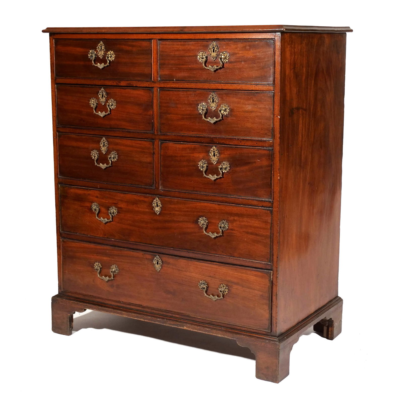 CHIPPENDALE MAHOGANY TALL CHEST, 19th C. (1 of 10)