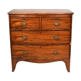 GEORGE III BOWFRONT MAHOGANY CHEST of SMALL SIZE