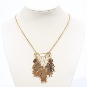 14K GOLD NECKLACE with CHILDREN NAMES PENDANTS