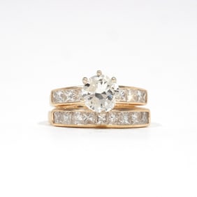14K GOLD LADY'S DOUBLE BANDED DIAMOND RING