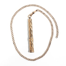 (2pc) 9K PINK GOLD WATCH FOB