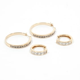 (2pc) TWO PAIR 14K GOLD LADY'S LOOP EARRINGS