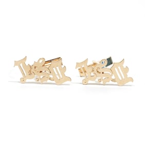PAIR 14K GOLD CUFFLINKS WITH INITIALS