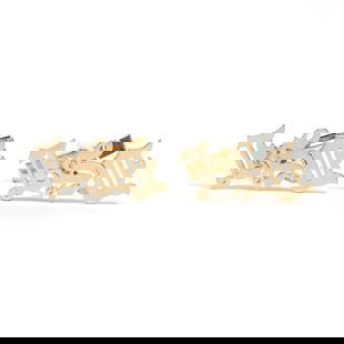 PAIR 14K GOLD CUFFLINKS WITH INITIALS: Weight 8.8 g Provenance: Descent through New City, N.Y. Estate