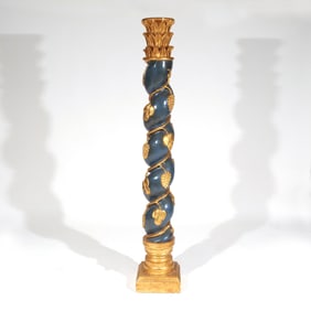 BAROQUE-STYLE GILT-CARVED PAINTED COLUMN
