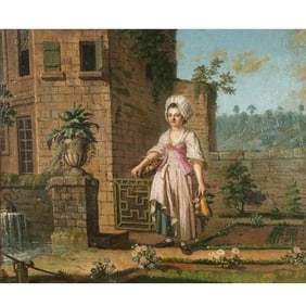 PORTRAIT OF A WOMAN IN A COURTYARD