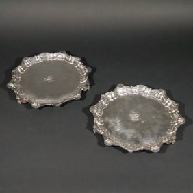 PAIR of GEORGE III OLD SHEFFIELD PLATE SALVERS