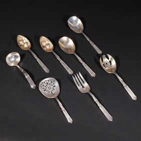 (8pc) GORHAM SILVER SERVING SPOONS