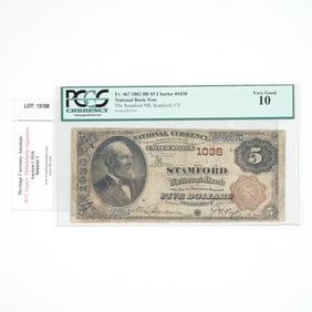 STAMFORD CT $5 1882 BROWN BACK FR. 467 BILL