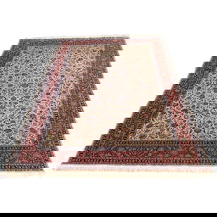 LATE 20TH C. PERSIAN PARTIAL SILK AREA CARPET: Small medallion, basically overall pattern, very fine weave, 9'-11" X 14'-10" h. 14ft-10in. w. 9ft-11in. Provenance: Private Party, Armonk, N.Y.