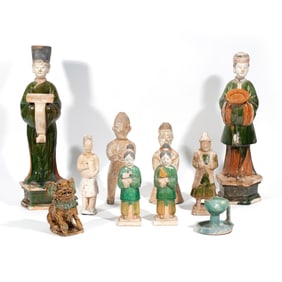 (10pc) CHINESE SANCAI & TANG POTTERY FIGURES