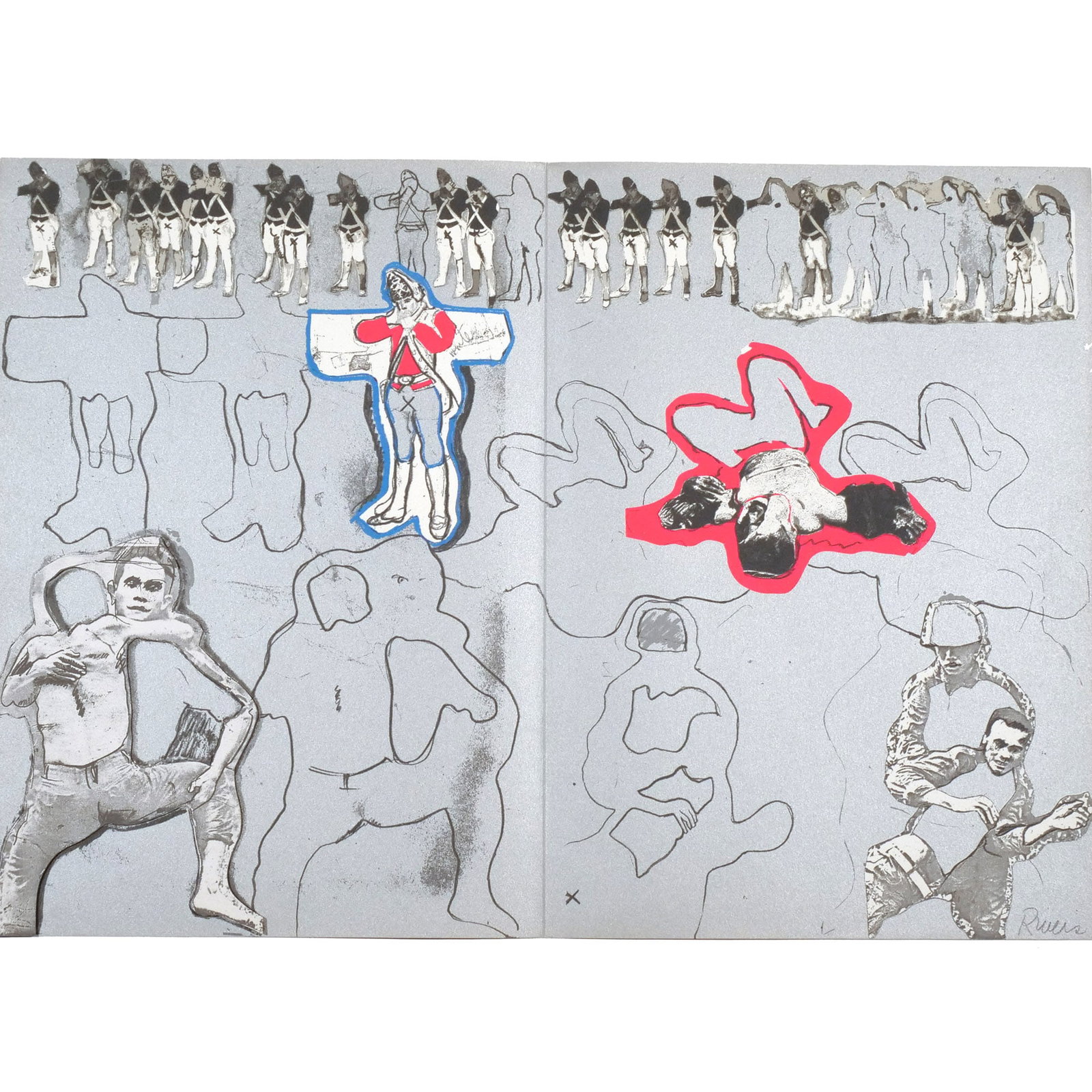 LARRY RIVERS (1923-2002): Those Who Fire, Those Who Run, 1970 Serigraph & mixed media From the 'Boston Massacre' series, signed in pencil lower right, stamped (K 568), probably from the edition of 1150. Provenance:Private coll