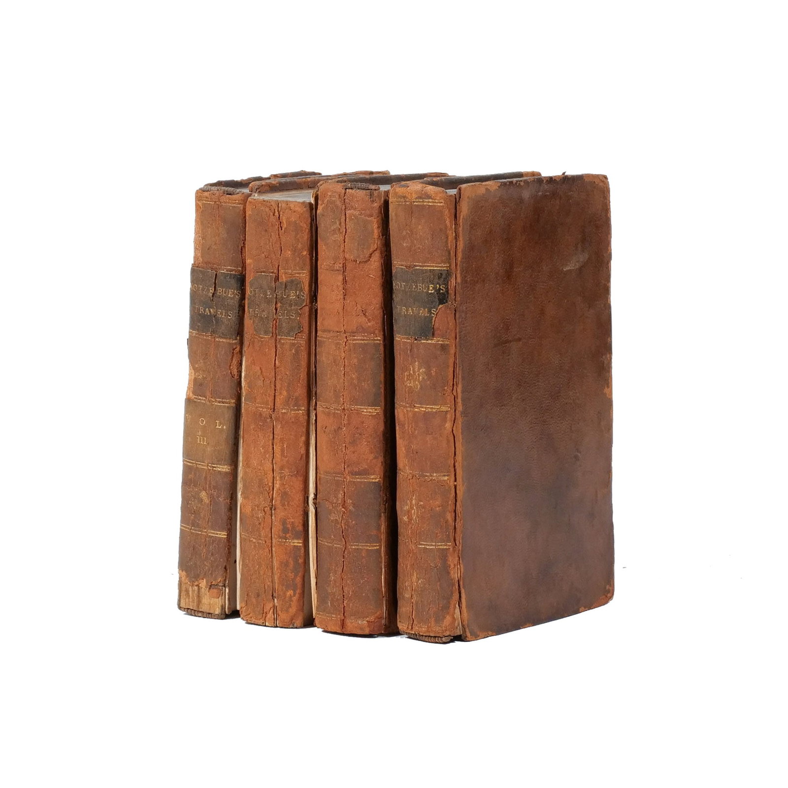 (4vols) [TRAVEL, ITALY] KOTZEBUE, AUGUST VON: Travels Through Italy In the years 1804 & 1805, London: printed for Richard Phillips, No 6, Bridge St, Blackfriars.... 1806, 12mo, full calf, black labels h. 6-5/8 w. 4-1/4 (each) Provenance: The esta