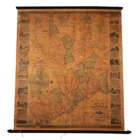 1858 WALL MAP of FAIRFIELD COUNTY