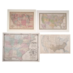 (4pc) 1850s-60s MAPS of the UNITED STATES