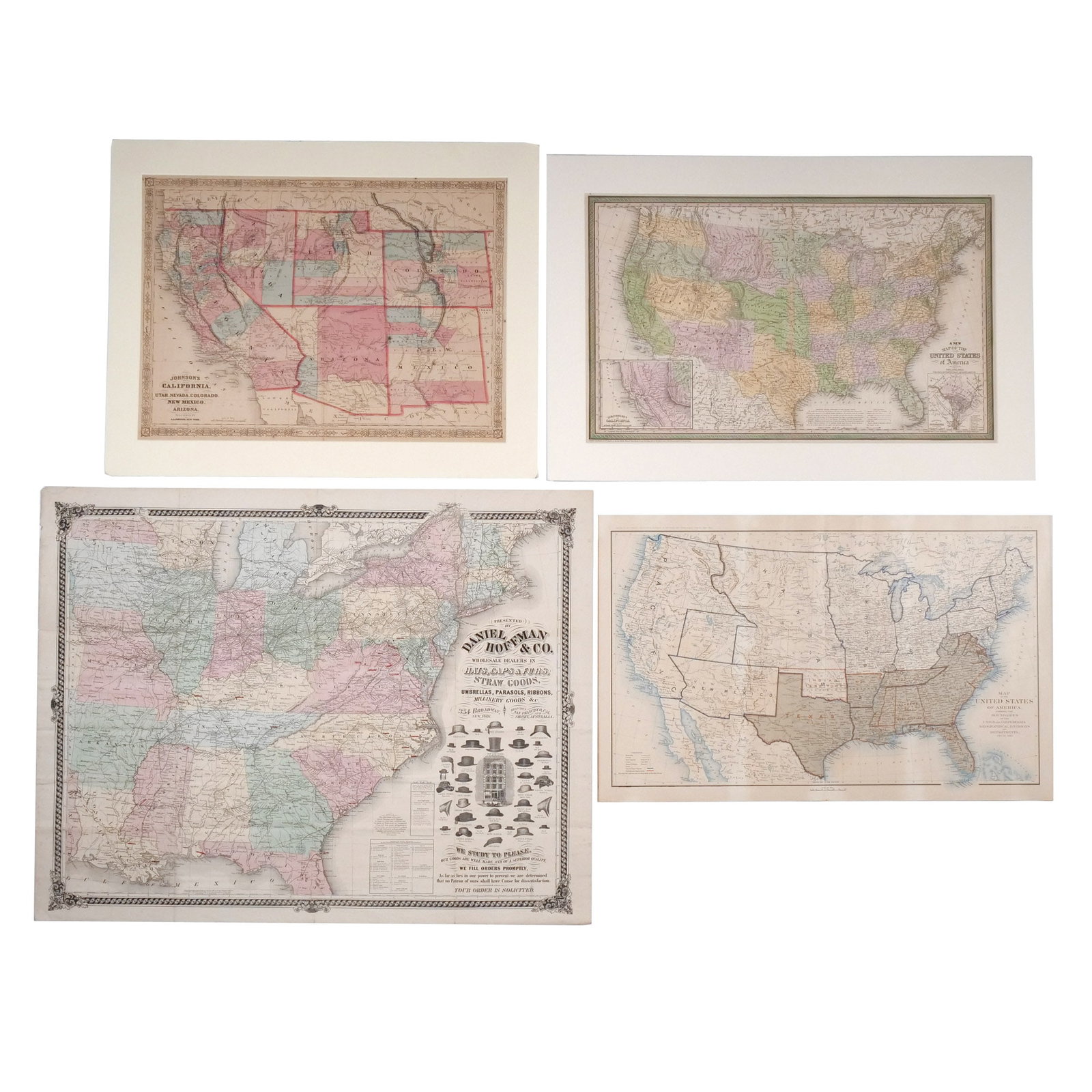 (4pc) 1850s-60s MAPS of the UNITED STATES (1 of 7)