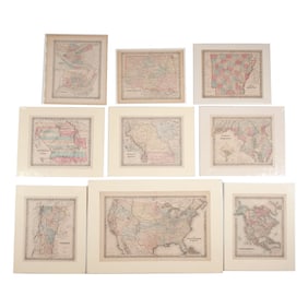 (9pc) MAPS from COLTON'S ATLAS, 1855