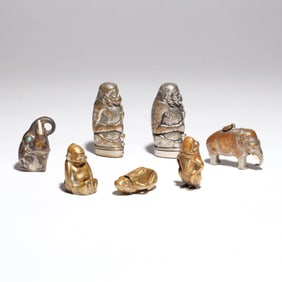 (7pc) FIGURAL MATCH SAFES - MONKEYS, ETC.