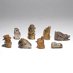 (8pc) FIGURAL MATCH SAFES - BIRDS & MAMMALS