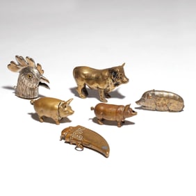(6pc) FIGURAL MATCH SAFES - FARM ANIMALS