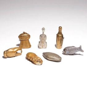 (7pc) FIGURAL MATCH SAFES - OCEAN LIFE & OTHER