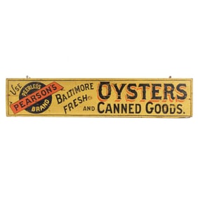 BALTIMORE OYSTERS & CANNED GOODS TRADE SIGN