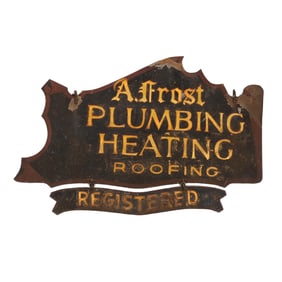 ANTIQUE PLUMBING, HEATING, & ROOFING TRADE SIGN
