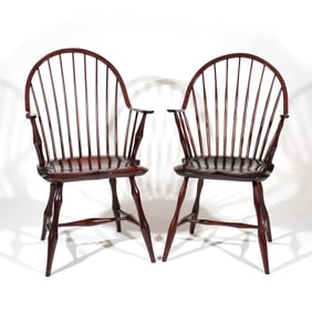(2pc) SIMILAR D. R. DIMES ARROW BACK ARMCHAIRS