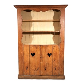 19th C. COUNTRY OPEN TOP PINE PEWTER CUPBOARD