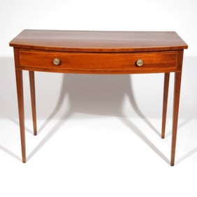 ENGLISH HEPPLEWHITE MAHOGANY BOW WRITING TABLE