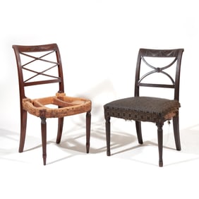 (2pc) FEDERAL CARVED REEDED MAHOGANY SIDECHAIRS