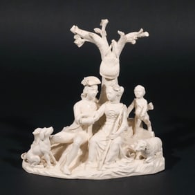 ENGLISH BISCUIT GLAZED PORCELAIN FIGURAL GROUP