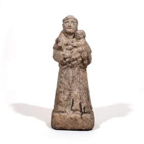 CARVED STONE SCULPTURE OF SAINT ANTHONY
