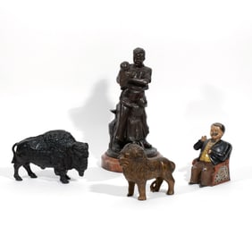(4pc) LION, AMHERST BANKS & GLADENBECK BRONZE