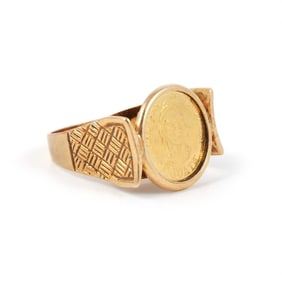 18K GOLD LADY'S RING with VENEZUELAN GOLD COIN
