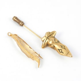 (2pc) 14K GOLD STICKPIN / PENDANT