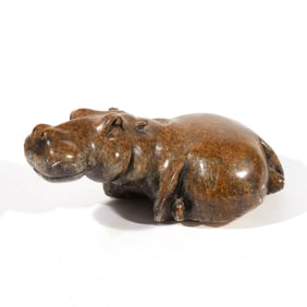 CARVED STONE FIGURE OF A HIPPO