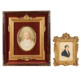 (2pc) 19th CENTURY HALF PORTRAITS