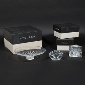(3pc) BOXED STEUBEN CRYSTAL PIECES