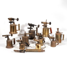 (11pc) VINTAGE BRASS BLOW TORCHES