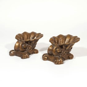 PAIR FRENCH BRONZE SHELL-FORM ORNAMENTS