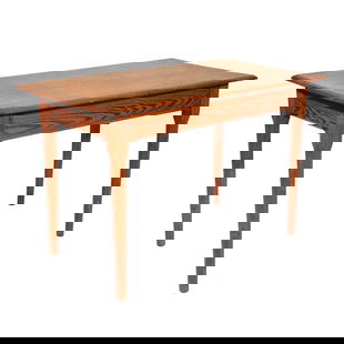 PINE SIDE WOOD TABLE: 19th Century, having over hanging top, resting on octagonal legs, mortise and tenon construction h. 29 w. 45 d. 26in. Provenance: Property of Sharon, CT. gentlemen[IN SITU ITEM] This item will not be