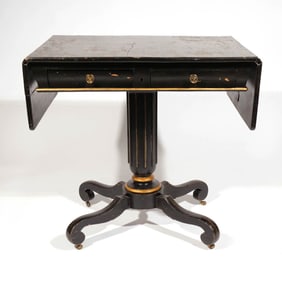 19TH C. CHINOISERIE PEDESTAL SOFA TABLE
