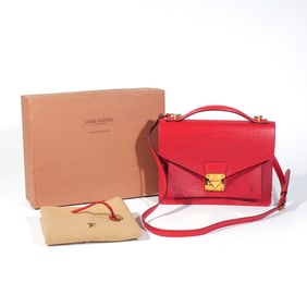 LOUIS VUITTON CHERRY RED EPI-LEATHER HANDBAG