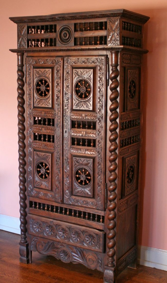 313) ANGLO-INDIAN COLONIAL DOUBLE-DOOR CABINET,: H: 76" W: 37" D: 17"