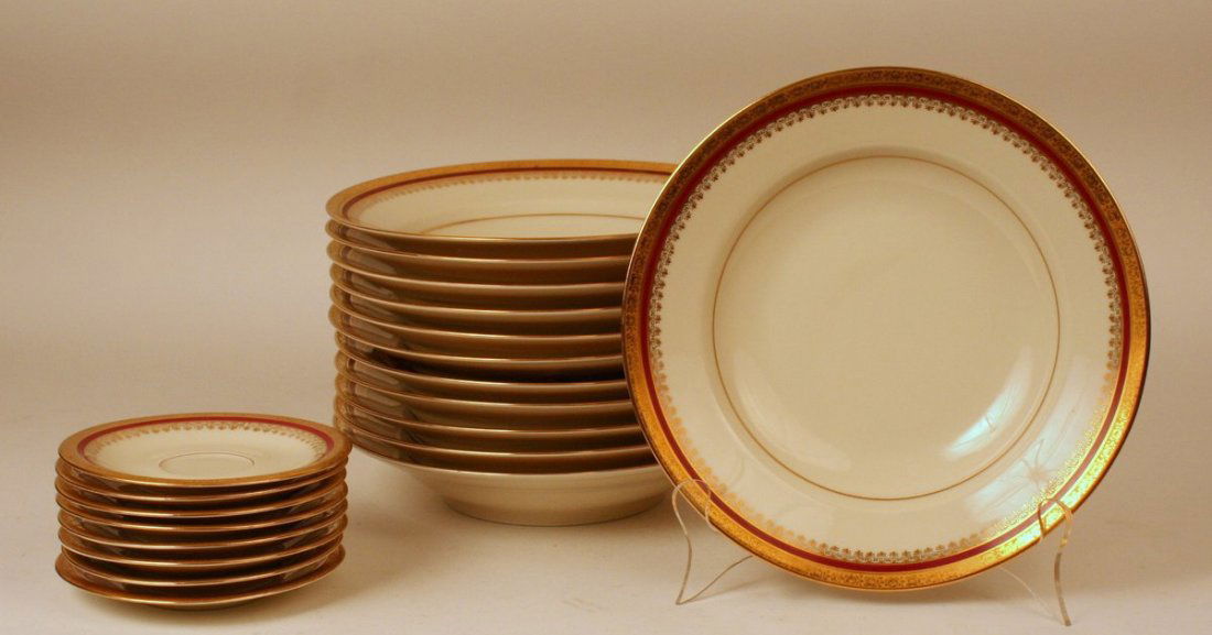 608) 12 KPM ROYAL IVORY SOUP BOWLS: plus 8 saucers of the same type.