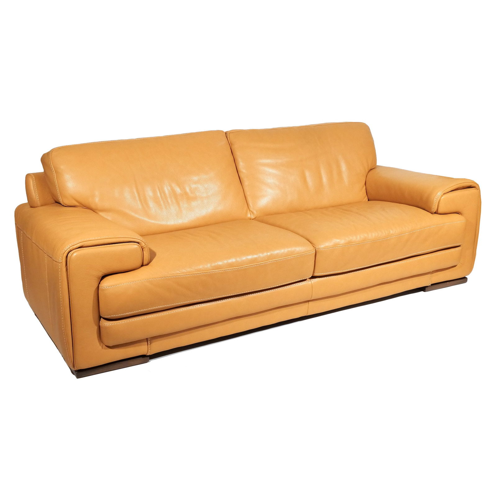 NATUZZI ITALIAN STICHED LEATHER SOFA (1 of 11)