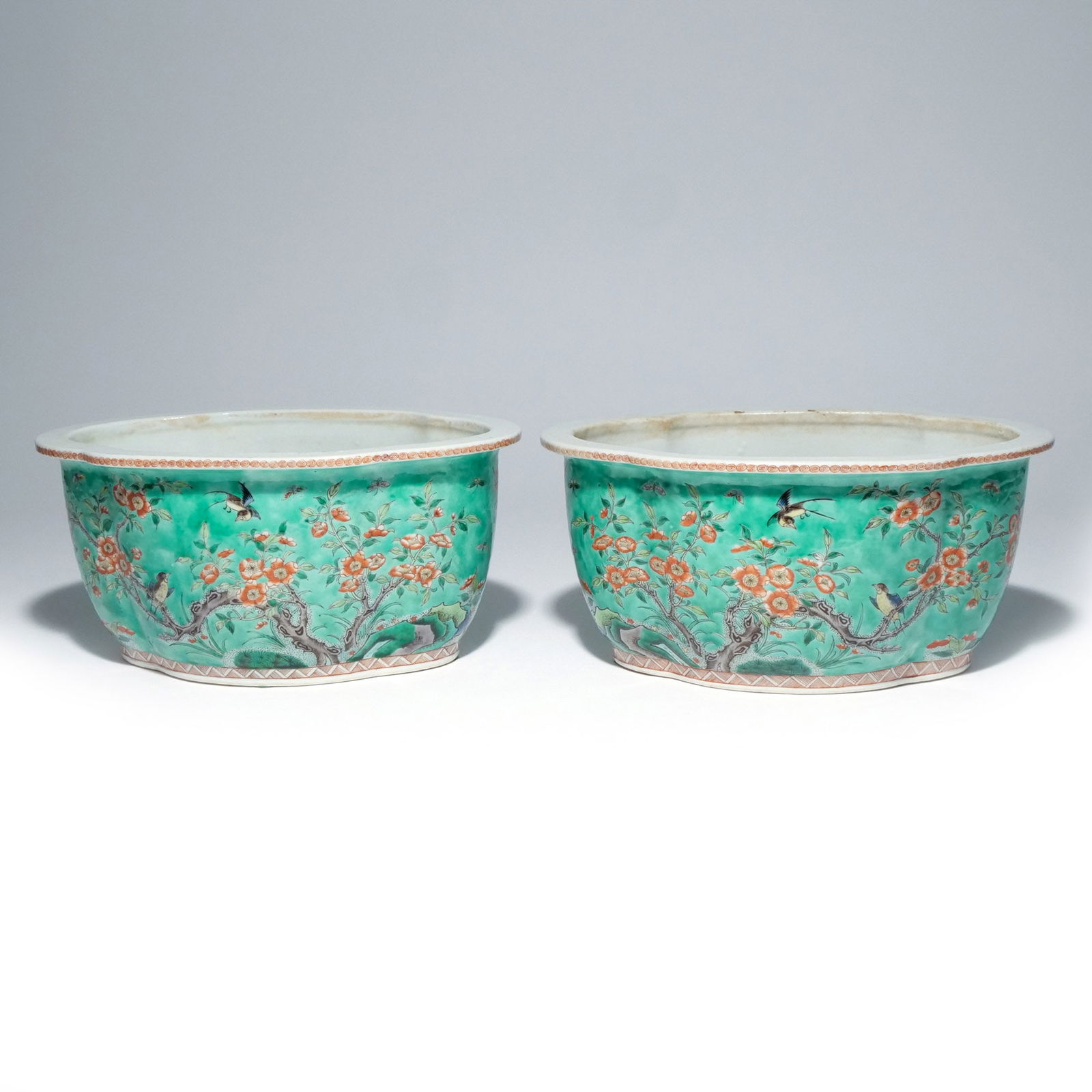 PAIR of CHINESE ENAMELED PORCELAIN JARDINIERES (1 of 16)